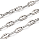 304 Stainless Steel Dapped Chains, Soldered, with Spool, Tarnish Free, Stainless Steel Color, 9x4x0.9mm(CHS-P029-02C-P)