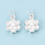 925 Sterling Silver Flower Charms, Hollow, Silver, 12.5x9x3.5mm, Jump Ring: 5x0.5mm, Inner Diameter: 4mm(STER-T009-05S)