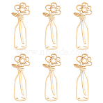 6Pcs 201 Stainless Steel Pendants, Laser Cut, PVD Vacuum Plating, Vase with Flower, Golden, 39x14.5x1mm, Hole: 1.6mm(STAS-UN0034-31)