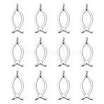 Tibetan Style Alloy Pendants, For Easter, Lead Free & Cadmium Free, Jesus Fish/Christian Ichthys Ichthus, Antique Silver, about 8mm wide, 20mm long, hole: 2mm(X-LF0394Y)
