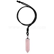 Natural Rose Quartz Bullet Pendant Necklace, Gemstone Jewelry for Women Men, 26.77 inch(68cm)(JN1043F)