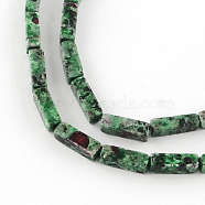 Dyed Cuboid Natural Ruby in Zoisite Gemstone Bead Strands, 11~14x4~5x4~5mm, Hole: 1mm; about 29~31pcs/strand, 15.3inches(G-R299-07)