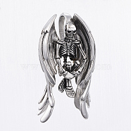 304 Stainless Steel Pendants, Halloween, Death, Antique Silver, 66x35.5x15mm, Hole: 7x15mm(STAS-K123-15AS)