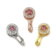 Rack Plating Brass Micro Pave Cubic Zirconia Ice Pick Pinch Bails, Long-Lasting Plated, Lead Free & Cadmium Free, Round, Pink, 16x8x5.5mm, Hole: 6x2mm, Pin: 0.7mm(KK-K340-28B)