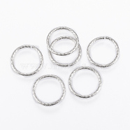 304 Stainless Steel Jump Rings, Open Jump Rings, Textured, Stainless Steel Color, 14.5x1mm, about 12mm inner diameter(STAS-G161-01P)