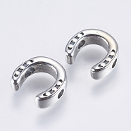 304 Stainless Steel Beads Frame, Horseshoe, Antique Silver, 10x9.5x3mm, Hole: 2mm(STAS-I072-049AS)