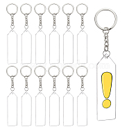 BENECREAT DIY Rectangle with Angle Acrylic Pendant Keychain Making Kits, with Iron Split Key Rings, Platinum & Stainless Steel Color, Pendants: 76x24x3mm, Hole: 3mm, 20pcs/box(DIY-BC0001-62P)