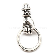 Plated Alloy Pendants, Hand Hold Ring, Antique Silver, 27x13.5x4mm, Hole: 1.5mm(PALLOY-D020-03AS)