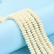 Handmade Polymer Clay Beads Strands, for DIY Jewelry Crafts Supplies, Flat Round, Beige, 6~7x3mm, Hole: 1.5mm, about 113~116pcs/strand, 15.55 inch~16.14 inch(39.5~41cm)(CLAY-N008-008K)