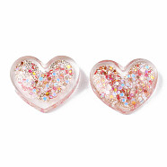 Transparent Resin Cabochons, with Paillette and Glitter Powder, Heart, Goldenrod, 17x21x6.5mm(X-CRES-N034-20A)