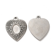 Valentine's Day 304 Stainless Steel Pendant Cabochon Settings, Heart Charms, Stainless Steel Color, Tray: 5.5x7.5mm, 23x18.5x1.5mm, Hole: 1.6mm(STAS-E193-13P)