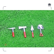Miniature Alloy Shovel & Axe & Awl Outdoors Tools Set, for Dollhouse Accessories Pretending Prop Decorations, Red, 21~26x5~14mm, 4Pcs/set(MIMO-PW0001-176A)