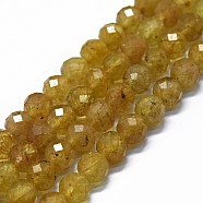 Natural Yellow Apatite Beads Strands, Faceted(64 Facets), Round, 6mm, Hole: 0.8mm, about 62~67pcs/strand, 15.16~15.55 inch(38.5~39.5cm)(G-G927-09)