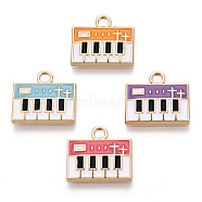 Eco-Friendly Zinc Alloy Charms, with Enamel, Cadmium Free & Nickel Free & Lead Free, Piano, Light Gold, Mixed Color, 13x14x2mm, Hole: 2mm(FIND-N048-59-NR)