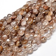 Natural Rutilated Quartz Gemstone Nuggets Bead Strands, Tumbled Stone, 9~12x8~13x5~7mm, Hole: 1mm, about 15.3 inch~15.7 inch(X-G-J336-28)