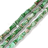 Natural Imperial Jasper Beads Strands, Dyed, Bamboo Stick, Medium Sea Green, 12x5mm, Hole: 0.5mm, about 34pcs/strand, 15.94''(40.5cm)(G-P475-01G)