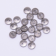 Alloy Mini Buttons, 2-Hole, Flat Round, Cadmium Free & Lead Free, Gunmetal, 4x1.5mm, Hole: 0.8mm(PALLOY-WH0076-49B-B)