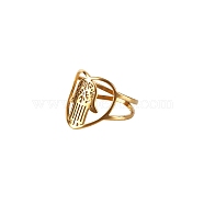 Stainless Steel Heart with Hamsa Hand Finger Ring, Hollow Wide Ring for Women, Golden, US Size 10(19.8mm)(CHAK-PW0001-001E-01)