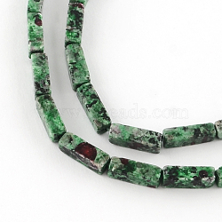 Dyed Cuboid Natural Ruby in Zoisite Gemstone Bead Strands, 11~14x4~5x4~5mm, Hole: 1mm, about 29~31pcs/strand, 15.3 inch(G-R299-07)