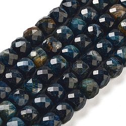 Natural Tiger Eye Dyed Beads Strands, Faceted, Cube, Black, 7x8x7mm, Hole: 1mm, about 47~48pcs/strand, 13.35~13.46''(33.9~34.2cm)(G-H028-A01-03)