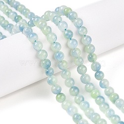 Dyed Natural White Jade Beads Strands, Two Tone, Round, Light Cyan, 6x6mm, Hole: 0.9mm, about 61~65pcs/strand, 14.65~15.2''(37.2~38cm)(G-T138-6mm-210-23)