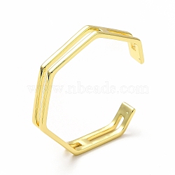 Rack Plating Brass polygon Open Cuff Bangle for Women, Lead Free & Cadmium Free, Real 18K Gold Plated, Inner Diameter: 2x2-1/4 inch(5.15~5.8cm)(BJEW-H563-01G)