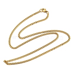 Vacuum Plating 201 Stainless Steel Curb Chain Necklaces, Real 18K Gold Plated, 19.69 inch(50cm)(NJEW-Q336-09A-G)
