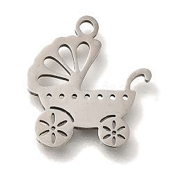 201 Stainless Steel Pendants, Baby Carriage Charms, Stainless Steel Color, 15x14x1mm, Hole: 1.5mm(STAS-R136-27P)