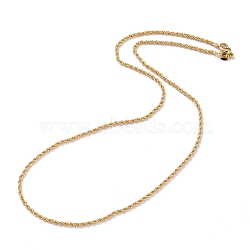 Brass Rope Chain Necklaces, with Lobster Claw Clasps, Long-Lasting Plated, Real 18K Gold Plated, 18.11 inch(46cm), 2mm(X-NJEW-I247-06G)
