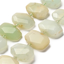 Natural Green Opal Beads Strands, with Glass Beads, Faceted, Rectangle, 20.5~22.5x15.5~16.5x6.5~7.5mm, Hole: 1.6mm, about 21pcs/strand, 15.12~15.28''(38.4~38.8cm)(G-H078-B07-01)