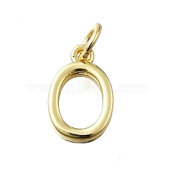 Brass Pendants, With Jump Ring, Long-Lasting Plated, Lead Free & Cadmium Free, Rack Plating, Real 18K Gold Plated, Letter O, 12x8x2mm, Hole: 3mm(KK-K400-51G-O)