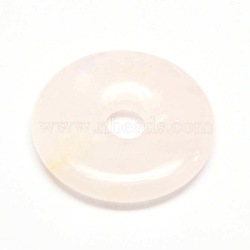 Donut/Pi Disc Natural Gemstone Big Pendants, Rose Quartz, Donut Width: 19.8mm, 50x6mm, Hole: 10.5mm(G-L234-50mm-01)