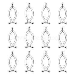 Tibetan Style Alloy Pendants, For Easter, Lead Free & Cadmium Free, Jesus Fish/Christian Ichthys Ichthus, Antique Silver, about 8mm wide, 20mm long, hole: 2mm(X-LF0394Y)
