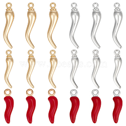 Alloy Pendants, Hot Horn of Plenty/Italian Horn Cornicello Charms, Platinum & Golden, 22~30x5~6.5x5.5~6mm, 36pcs/set(FIND-WR0012-24)