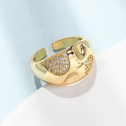 Brass Micro Pave Cubic Zirconia Open Cuff Rings for Women, Golden, 17mm(KK-CBA3D94-03G)