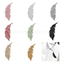 8Pcs 8 Colors Leaf Shape Hotfix Rhinestone, Costume Accessories, Sewing Craft Decoration, Mixed Color, 186x55x2.3mm, 1pc/color(DIY-CA0005-47)