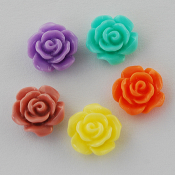 Resin Cabochons, Flower, Mixed Color, 10x5mm