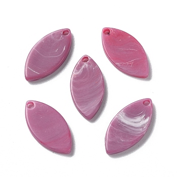 Opaque Acrylic Pendants, Leaf Charms, Old Rose, 19.5x9.5x2mm, Hole: 1.7mm