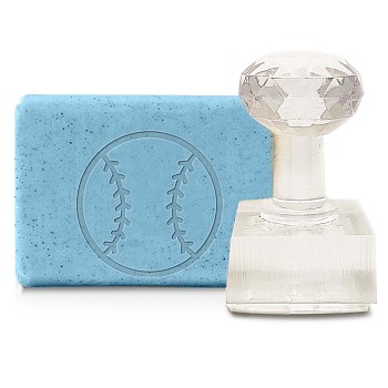 Clear Acrylic Soap Stamps, DIY Soap Molds Supplies, Square, Baseball Pattern, 51x28x37mm, Pattern: 28x28mm