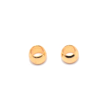 Brass Crimp Beads, Long-plating, Round, Real 18K Gold Plated, 2.8x2mm, Hole: 1.8mm