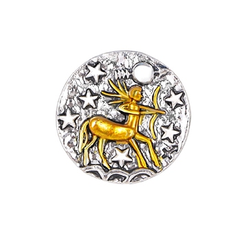 Constellation Alloy Pins, Round Brooch, Zodiac Sign Badge for Clothes Backpack, Sagittarius, 18mm