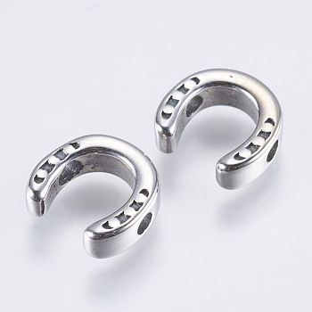 304 Stainless Steel Beads Frame, Horseshoe, Antique Silver, 10x9.5x3mm, Hole: 2mm