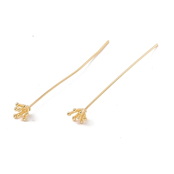 Brass Flower Head Pins, Golden, 49mm, Pin: 21 Gauge(0.7mm), Flower: 6x5mm