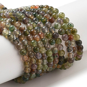 Natural Indian Agate Bead Strands, Round, 3mm, Hole: 0.5mm, about 110pcs/strand, 15 inch