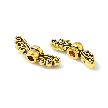 Tibetan Style Alloy Fairy Wing Beads, Cadmium Free & Nickel Free & Lead Free, Antique Golden, 4x14x4mm, Hole: 1.5mm, about 2380pcs/1000g