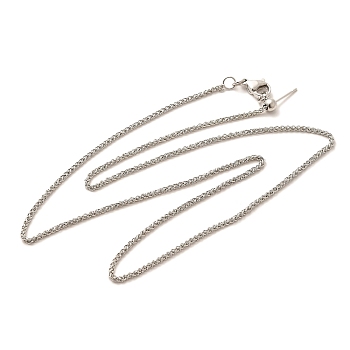 1.5mm Rack Plating Brass Wheat Chain Adjustable Slider Necklaces for Women Men, Cadmium Free & Lead Free, 901 Stainless Steel Clasp, Long-Lasting Plated, Platinum, 18.31 inch(46.5cm)