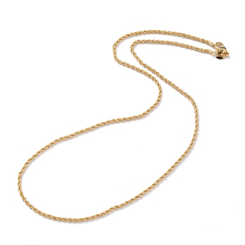 Brass Rope Chain Necklaces, with Lobster Claw Clasps, Long-Lasting Plated, Real 18K Gold Plated, 18.11 inch(46cm), 2mm
