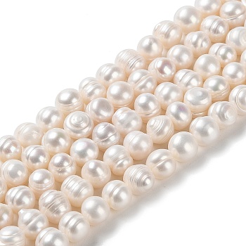 Natural Cultured Freshwater Pearl Beads Strands, Potato, Grade AB, PapayaWhip, 9~10x8~9mm, Hole: 0.6mm, about 41pcs/strand, 13.58''(34.5cm)