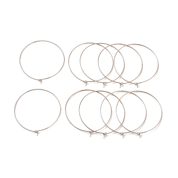 Ion Plating(IP) 316 Surgical Stainless Steel Wine Glass Charms Rings, Hoop Earring Findings, DIY Material for Basketball Wives Hoop Earrings, Rose Gold, 20 Gauge, 50x0.8mm