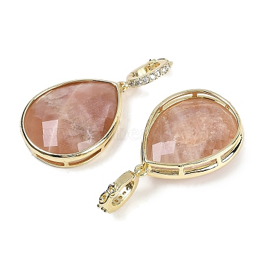 Natural Sunstone Faceted Teardrop Pendants(G-B126-04G-08)-2